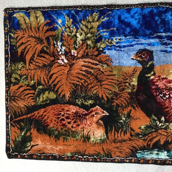 Vintage Pheasant Tapestry Wall Hanging Made in Lebanon - Picture 9 of 16